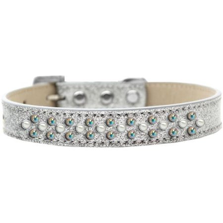 UNCONDITIONAL LOVE Sprinkles Ice Cream Pearl & AB Crystals Dog CollarSilver Size 12 UN847350